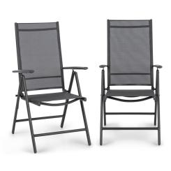 Blumfeldt Almeria Folding Chair Set of 2 59.5 x 107 x 68 cm ComfortMesh Anthracite