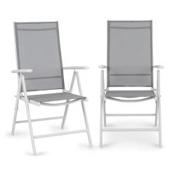 Blumfeldt Almeria Folding Chair Set of 2 59.5x107x68 cm ComfortMesh Aluminium White