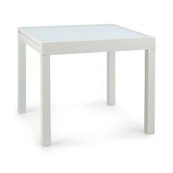 Pamplona Extension Gartentisch | ausziehbar | Materialien: Aluminium / 5 mm dickes, getöntes und gehärtetes Glas | SmartSpace Concept | Tischfläche max.: 180 x 83 cm | bis zu 6 Personen | witterungsbeständig | weiß