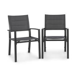Torremolinos Gartenstühle | 2 Stück | Rahmen: Aluminium | ComfortMesh  | Sitzfläche: 40 x 43 cm | wasserabweisend | ClassicComfort Polsterung | dunkelgrau