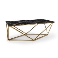 Besoa Black Onyx I Coffee Table 110x42.5x55cm (WxHxD) Marble Gold / Black