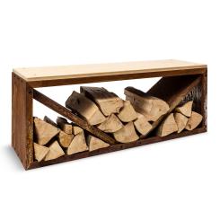 Firebowl Kindlewood L Rust Meuble de rangement pour le bois et banc 104x40x35cm Bambou Zinc