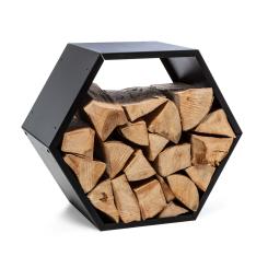 Firebowl Hexawood Black, Wooden Storage, Hexagon Shape, 50.2 x 58 x 32 cm