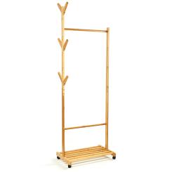 Coat rack with shelf clothes rack 57.5 x 173 cm asymmetrical design bamboo