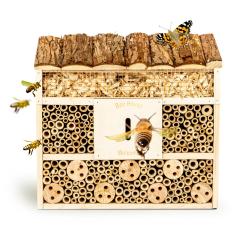 Insektenhotel mit Flachdach Nistkasten Nützlingshotel Insektenhaus  Bienenhotel | Aufhängevorrichtung |  aus Holz gefertigt | verschiedene Kammern | ganzjährig bewohnbar