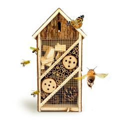 Insektenhotel mit schmalem Spitzdach Nistkasten Nützlingshotel Insektenhaus  Bienenhotel | Aufhängevorrichtung |  aus Holz gefertigt | verschiedene Kammern | ganzjährig bewohnbar