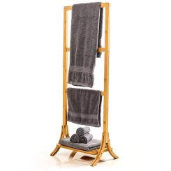Towel holder 3-fold towel rail 40 x 104.5 x 27 cm ladder look bamboo