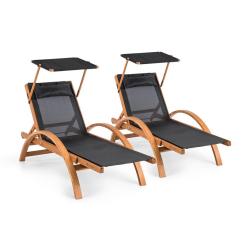Blumfeldt Panamera Set de 2 chaises longues de jardin ComfortMesh - noir