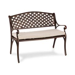 Blumfeldt Pozzilli AN Garden Bench & Seat Cushion Set Antique Copper / Beige