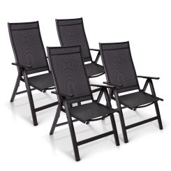 London chaise de jardin ensemble de 4 Textilene aluminium pliante 6 positions