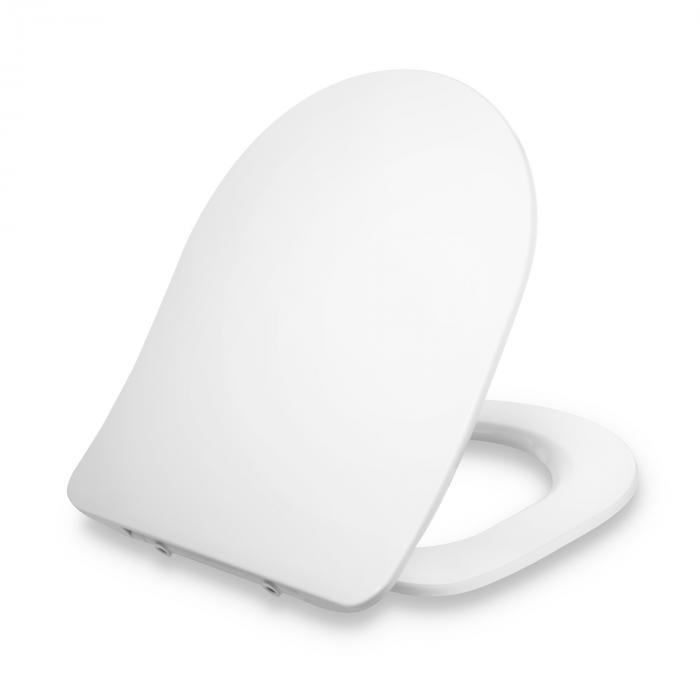 Abattant WC lunette de toilette Celesto, En forme de O, Fermeture douce, amovible, antibactérien, en Duroplast et inox