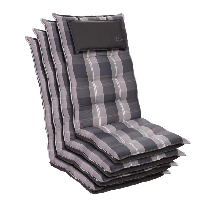 Coussin - Blumfeldt Coburg - Pour chaise de jardin à dossier haut - En  polyester - 53x117x9 cm - Lot de 2 - Gris