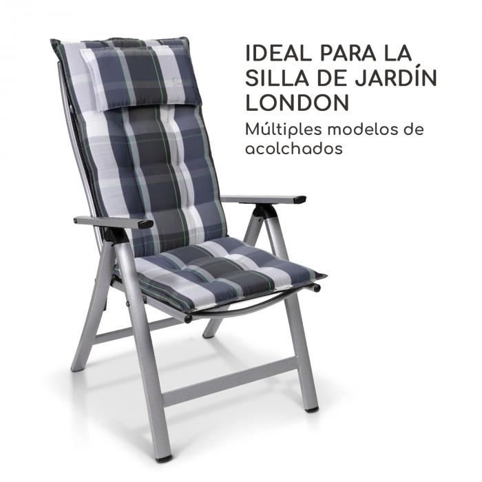 Silla de jardín London Lite Silla plegable, 56,5 x 107 x 68 cm, Respaldo  con 7 posiciones, ComfortMesh: tejido 2 x 2 permeable al aire y resistente  al agua, Aluminio Objeto unico