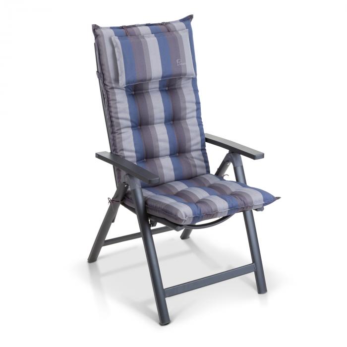Sylt Polsterauflage Sesselauflage Gartenstuhl-Auflage Hochlehner x 100 x x OEKO-TEX® 120 Standard & 6 abnehmbares UV-beständig Polyester | grau Kopfpolster Grau | | cm Sitzauflage | | | | 50 / Blau Halteband | 9 Kordeln